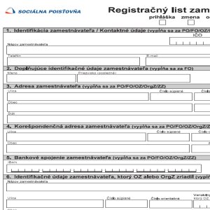 Sociálna poisťovňa registračný list fo