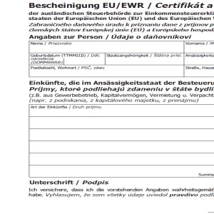 Potvrdenie k dani z príjmov E9 EU/EWR - Rakúsko | Potvrdenia | ipdf.sk