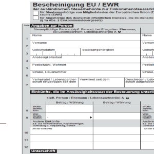 Potvrdenie k dani z príjmov E9 EU/EWR - Nemecko | Potvrdenia | ipdf.sk